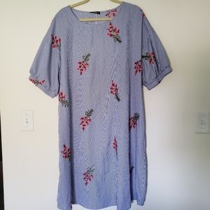 Blue Striped Floral Dress